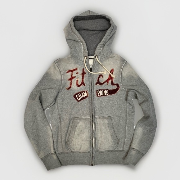 Abercrombie & Fitch Tops - Vintage Abercrombie & Fitch Full Zip Hoodie Gray Logo Y2K Men's Medium Retro
